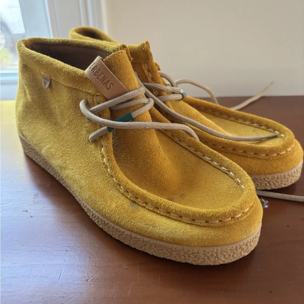 Verbenas Suede Moccasin Chukka Boots Womens Size 38 US 8 Yellow Lace Up Spain